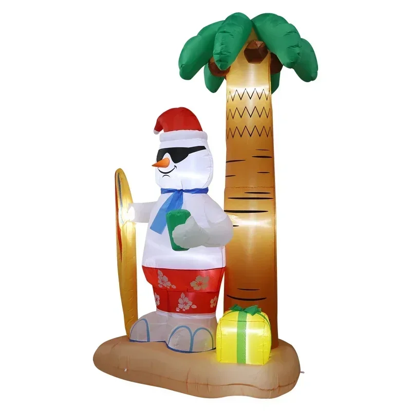 2 4 м Рождественская надувная пальма со снеговиком для серфинга светодиодной