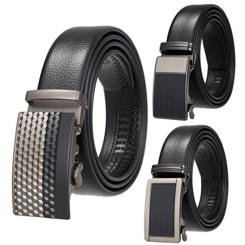 Men's Automatic Buckle Belt Fashion Casual Luxury Design Jeans Accessories High Quality Black Pu Leather Waistband Strap New