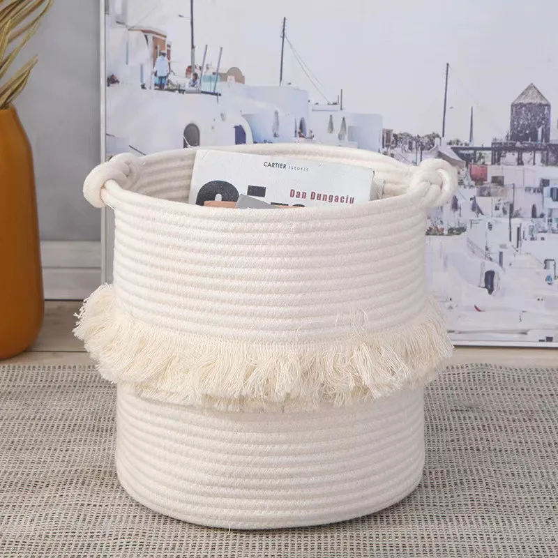 

27x28cm Strong Cotton Rope Laundry Basket Dirty Clothes Sundries Storage Bucket Children Kid Toy Storage Container