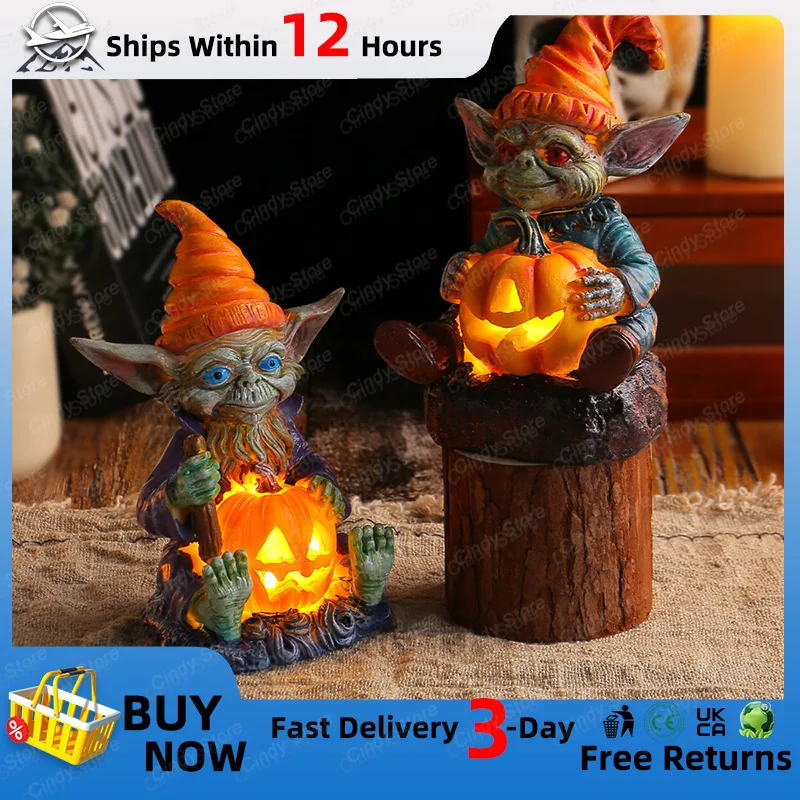 Хэллоуин Тыква Лампа Эльф Светящаяся В Темноте Кукла Гуль Ручная Работа