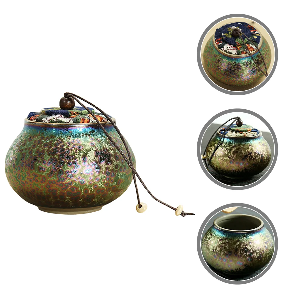 

Kitchen Pantry Table Airtight Tea Container Ceramic Tea Holder Tea Storage Can for Kitchen Home Office Desktop
