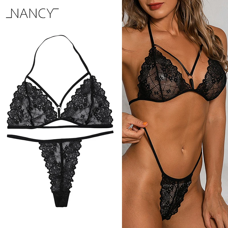 

2022 Sexy Black Bra Panties Sets High Quality Women's underwear Push Up bras Cotton Thick Brassiere Lace Lingerie Embroidery