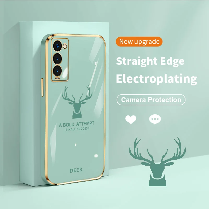 

Deer Electroplating Case for Tecno Camon 18 P 18T 17 19 Pro Spark 5 6 Air 6 Go 7 7T 8 Pro 8C Pova 2 3 Coverage Protective Cover