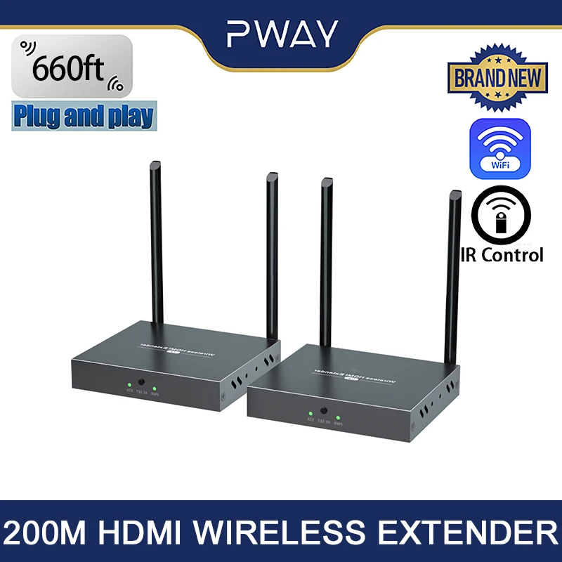 PWAY 660ft 5 ГГц беспроводной HDMI-совместимый удлинитель HD 1080P приемник передачи Wi-Fi ИК-пульт дистанционного управления для обучения встречам
