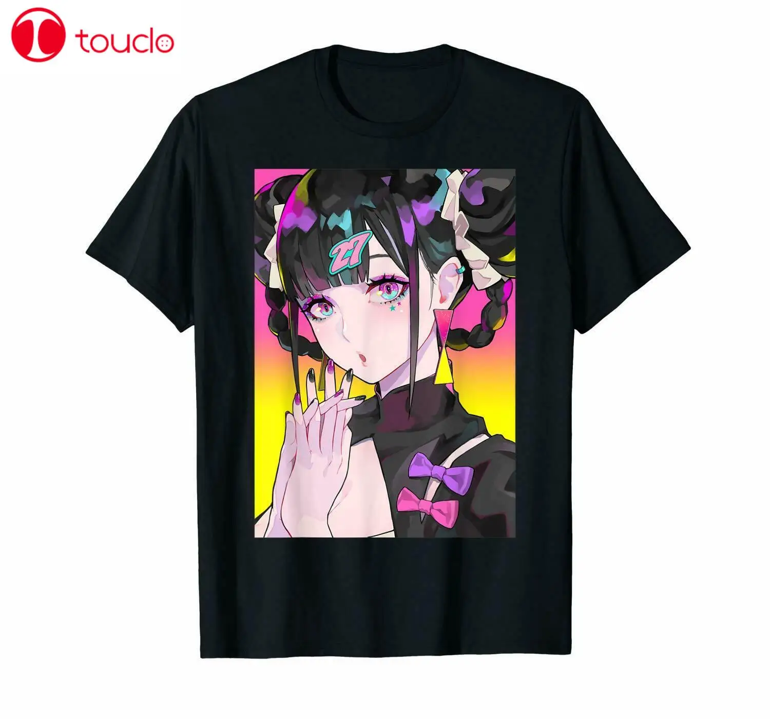 

Красивая привлекательная черная футболка унисекс с японским рисунком манги и китайской девушки отаку для мужчин и женщин
