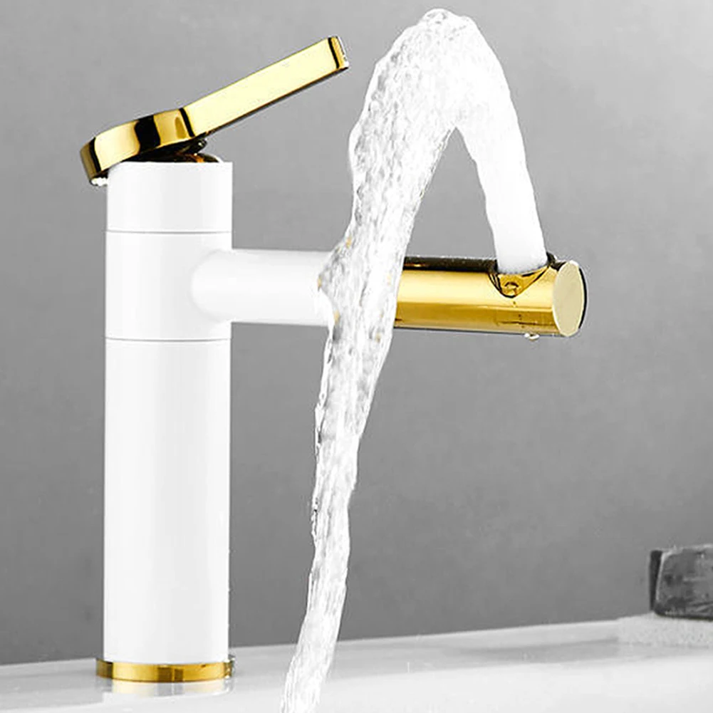 

360 Rotation Spout Basin Mixer Tap Bathroom Sink Faucet Crane Brass Chrome Deck Mounted Universal Water Taps Modern Style