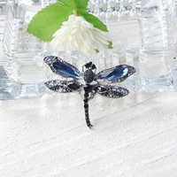 colorful high end fashion insect brooch blue crystal retro dragonfly brooch coat accessories jewelry gift