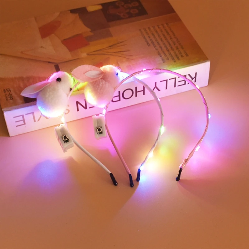 

Lovely Rabbit Glowing Hair Hoop Plush Cute Headband Headdress for Thanksgiving