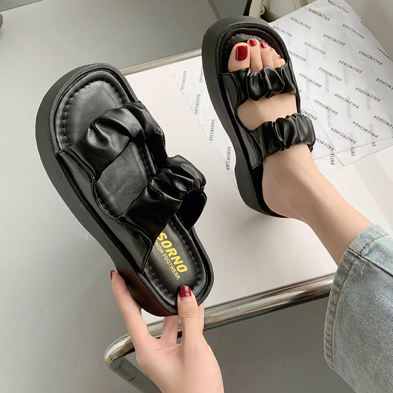 

Shoes Slippers Casual Slides Slipers Women Med Platform Luxury Flat 2022 Rome PU Slippers Casual Shoes Woman 2022 Med Pantofle P