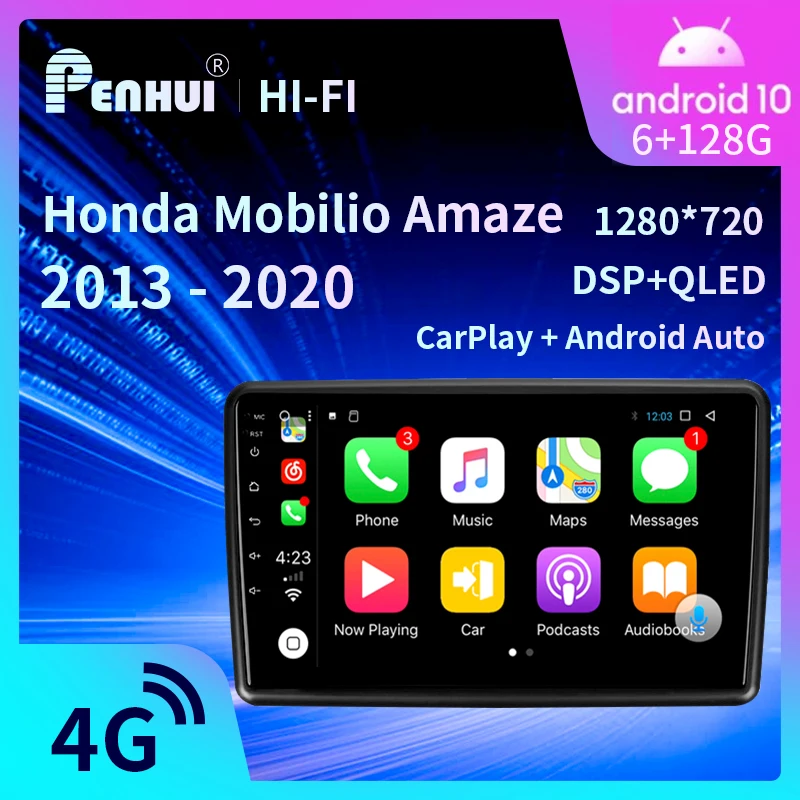 

Автомобильный DVD-проигрыватель для Honda Mobilio Amaze 2013-2020, автомобильное радио, мультимедийный видеоплеер, навигация GPS, Android, 2 Din