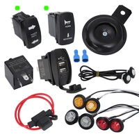 12 3 1a rocker switch universal turn signal horn and reverse light with blue backlight dual usb power supply charger port socket