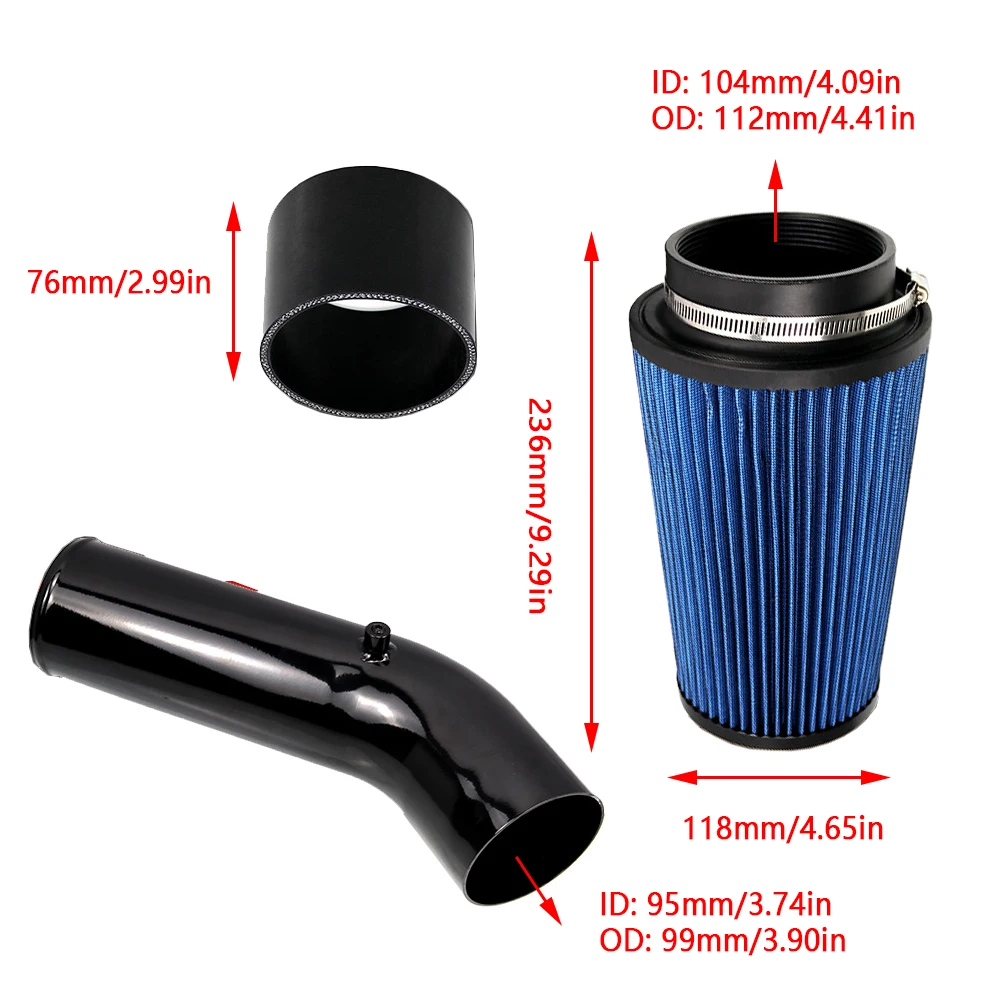 Алюминиевый автомобильный комплект воздухозаборной трубы холодного воздуха для