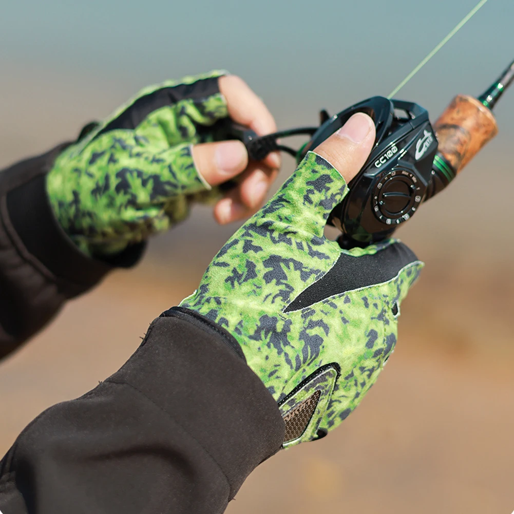 

Перчатки с открытыми пальцами для рыбалки, Нескользящие рыболовные перчатки без пальцев, дышащие Нескользящие уличные Аксессуары для рыбалки