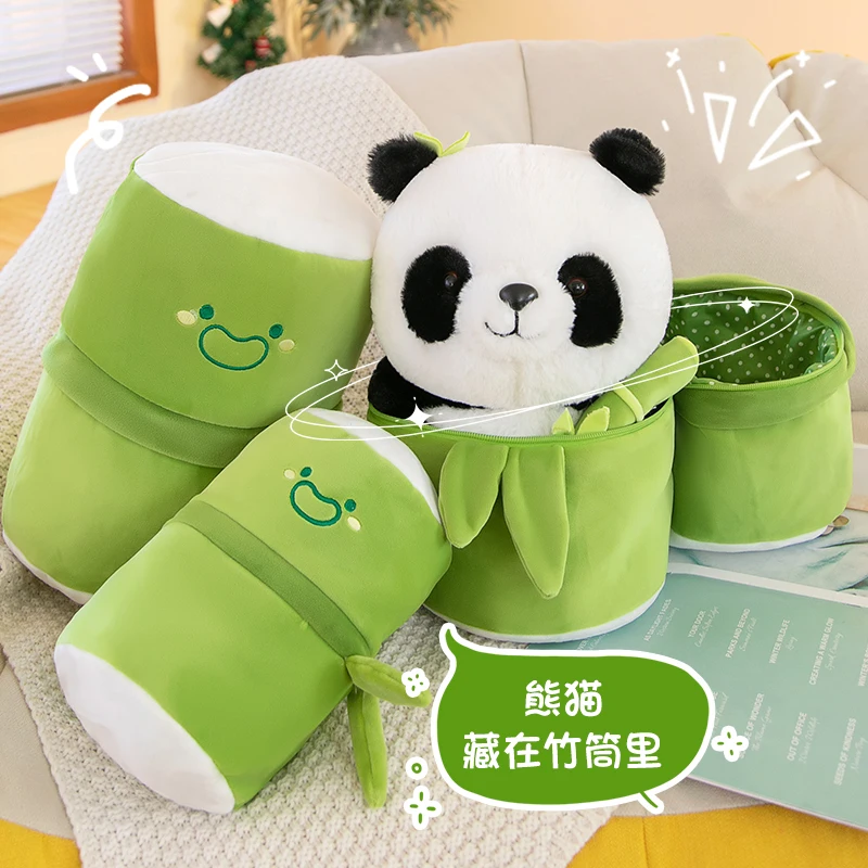 

Cute Bamboo Tube Panda Doll Huahua Plush Toy Hugging Sleeping Doll Ragdoll Girl Children Birthday Gift