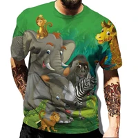 mens t shirt fashion summer 3d printing animal king of the forest lion tiger pattern street personality wild loose oversize top