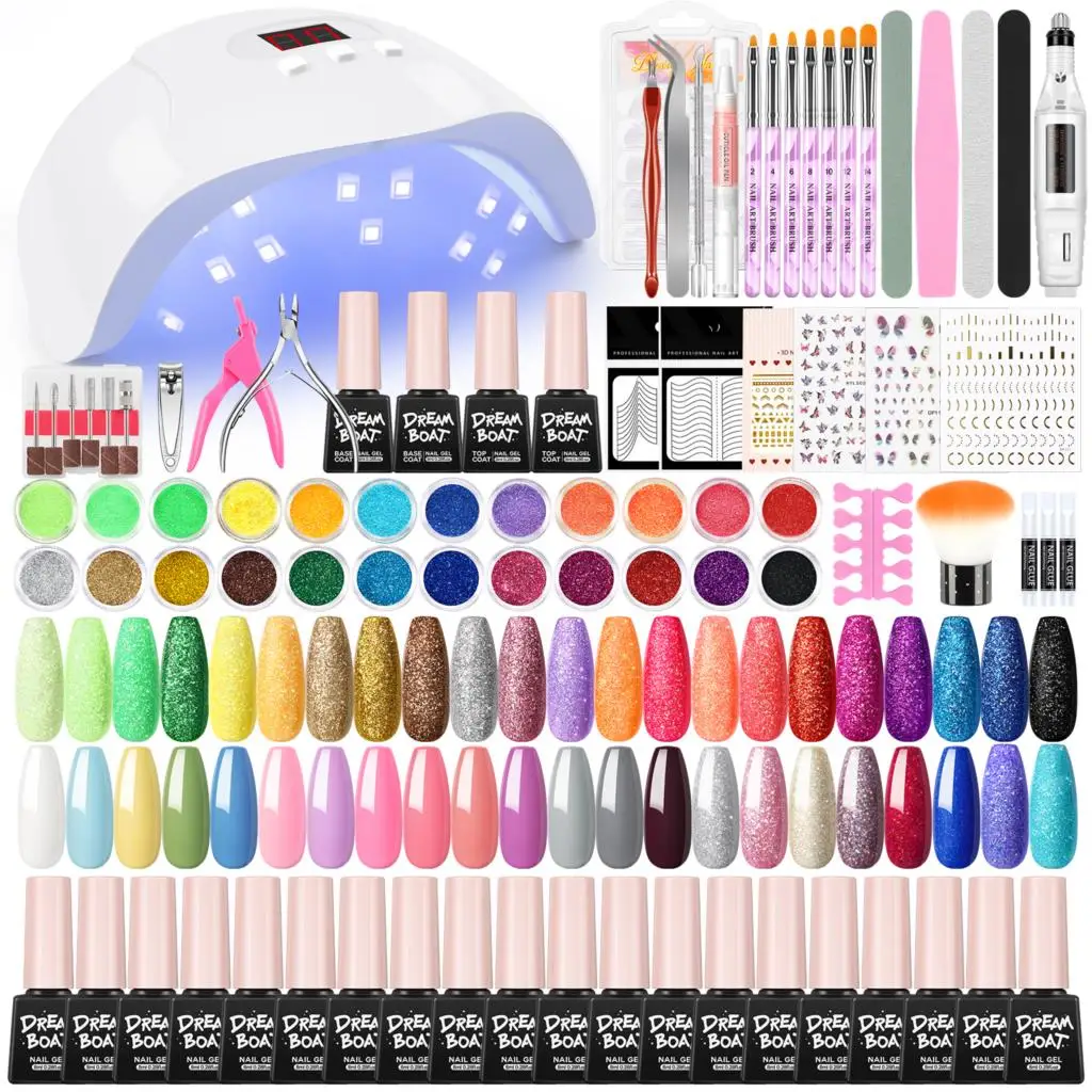 

20 Colors Gel Nail Polish Kit with Semi Permanant Varnish Nail Art Decorations Tips Base Top UV LED Lamp Gel Polish