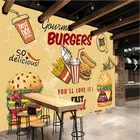 Настенная 3D Бумага с изображением гамбургера-колы-картошки фри, ткань для стен в западном стиле, для ресторана, закуски, бара, промышленный декор, Настенная 3D Бумага