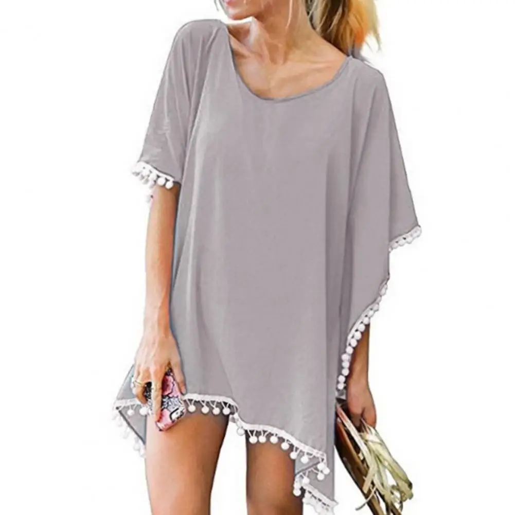 2022 шифоновое пляжное платье с кисточками летняя накидка на бикини женский