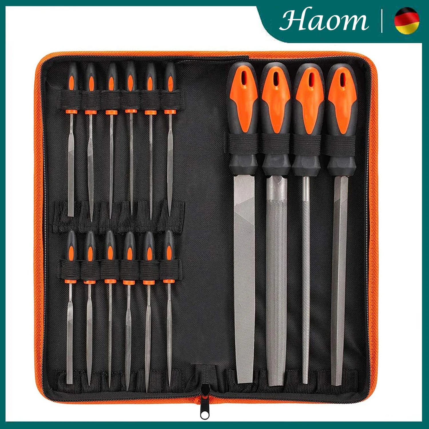 

16Pcs Drop Forged Alloy Steel File Set with Carry Case, Precision Flat/Triangle/Half-round/Round Large File & 12pcs Needle Files