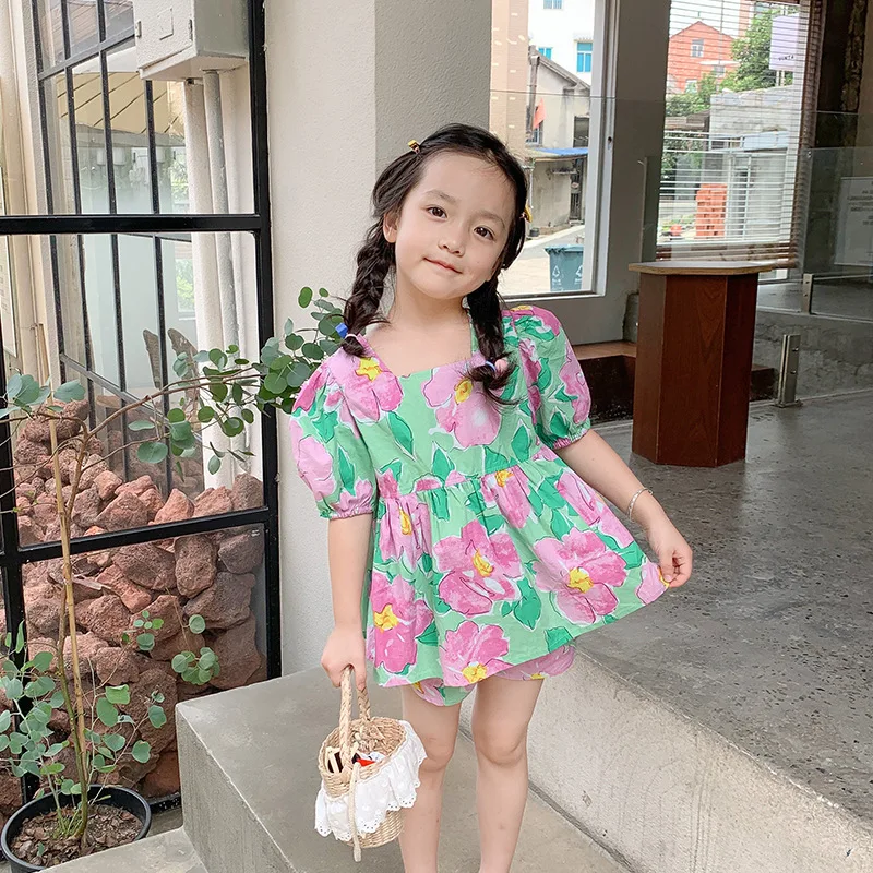 

Kids Clothes Sets 2022 Girls Fashion Short Sleeve Printed Shirt Top & Shorts Pants Two Piece Set Summer Toddler Girl Outfits