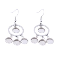 6pcs stainless steel dangle earring findings fitting 8mm cabochon earrings base setting blank bezel trays diy accessories