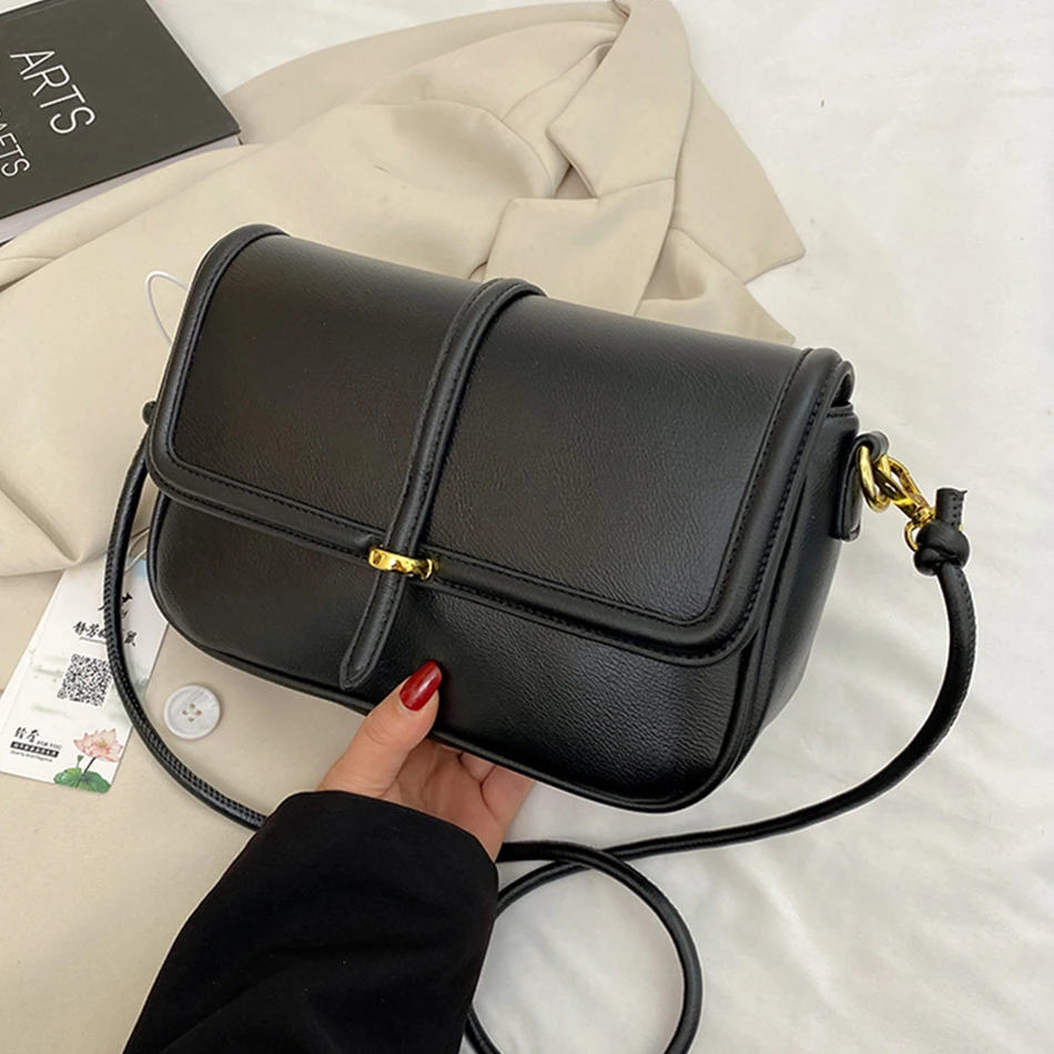 

Trendy PU Leather Flap Shoulder Bag 2022 Luxury Designer Women Bags Brand Female Crossbody Bag Fashion Solid Color Clutch Purses