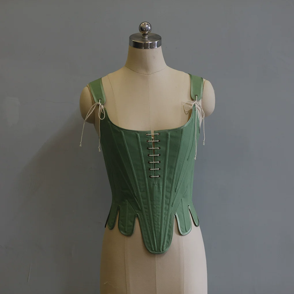 78-94 см бюст весна осень женский 1780-х годов винтажный зеленый хлопковый льняной