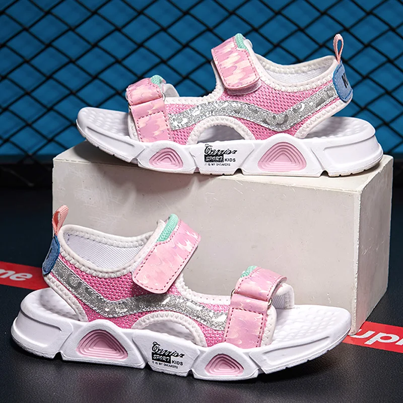 

Летние сандалии для девочек, детские сандалии для маленьких девочек, высококачественные сандалии из искусственной кожи, розовые/фиолетовы...