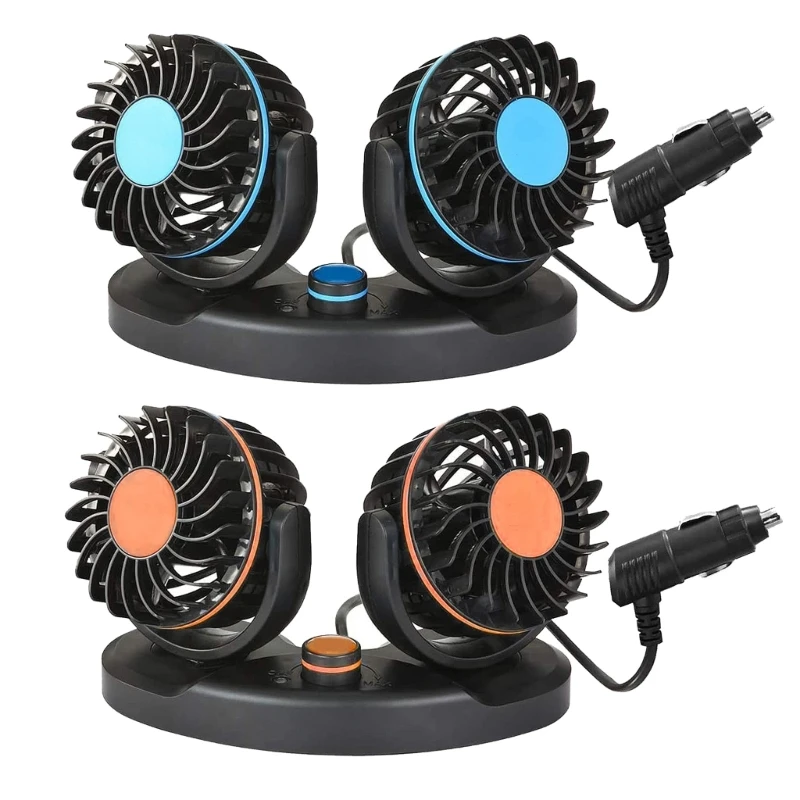 

Vehicle Mounted Dual Head Fan Auto Cooler Fan Windshield Air Circulator Fan