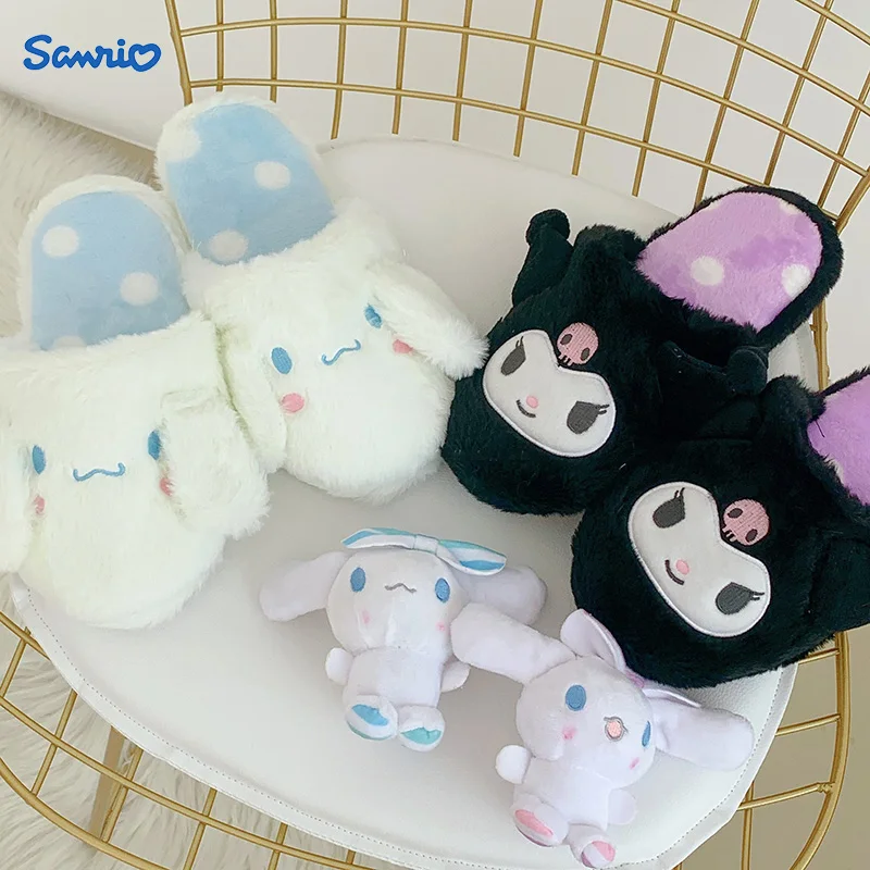

Sanrio Slippers Anime Girl Heart My Melody Kuromi Hello Kitty Slippers Cotton Lady Dormitory Cinnamoroll Warm Home Shoes Kawaii