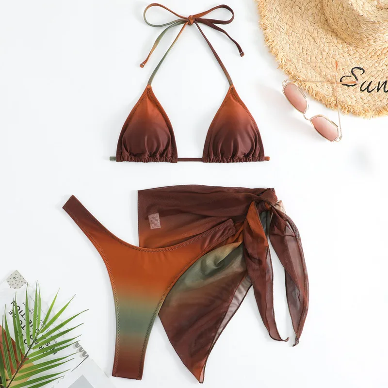 Сексуальные бикини с градиентом женские купальники женский купальник из трех