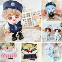 8 different styles 20cm doll clothes set skyblue pink navy uniform 20cm plush doll toy clothes diy doll accessories