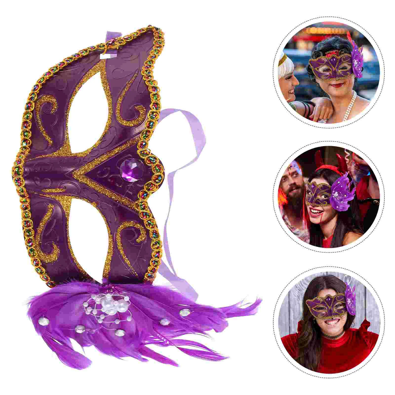 Фиолетовая полумаска для лица костюм реквизит красочная маскарадная маска