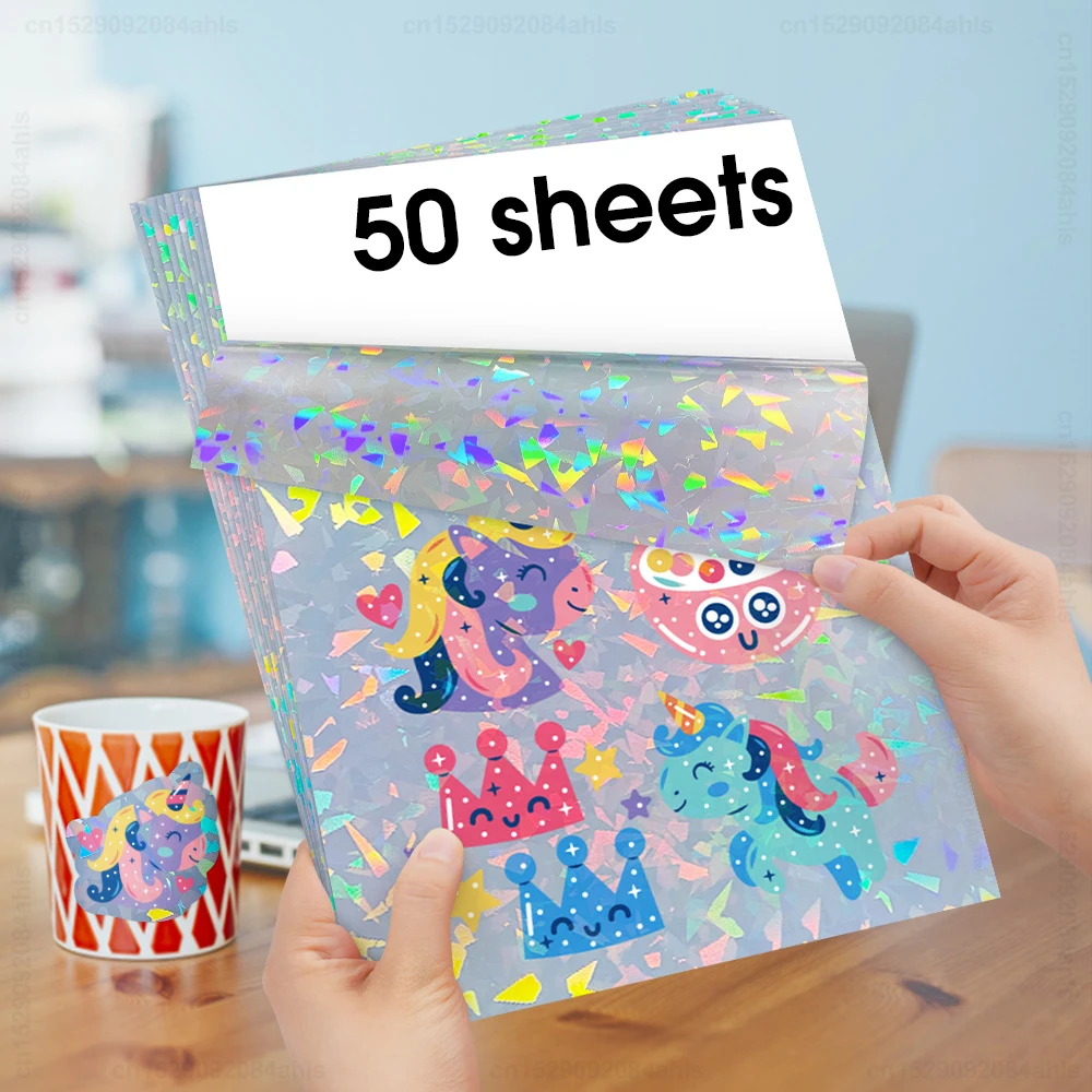 

Голографическая лопатка, Виниловая наклейка, водонепроницаемая самоклеящаяся бумага A4, наклейка, виниловый лист для струйного принтера, 50 листов, «сделай сам»