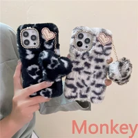 fashion leopard print winter soft plush phone case for oppo find x5 x3 x2pro f17 f11 f9 a5s a3s a95 a94 a93 a74 a54 a53s a16 a15