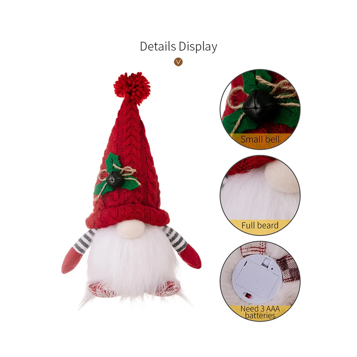 Рождественское украшение вязаная шапка с подсветкой кукла Рудольфа без лица