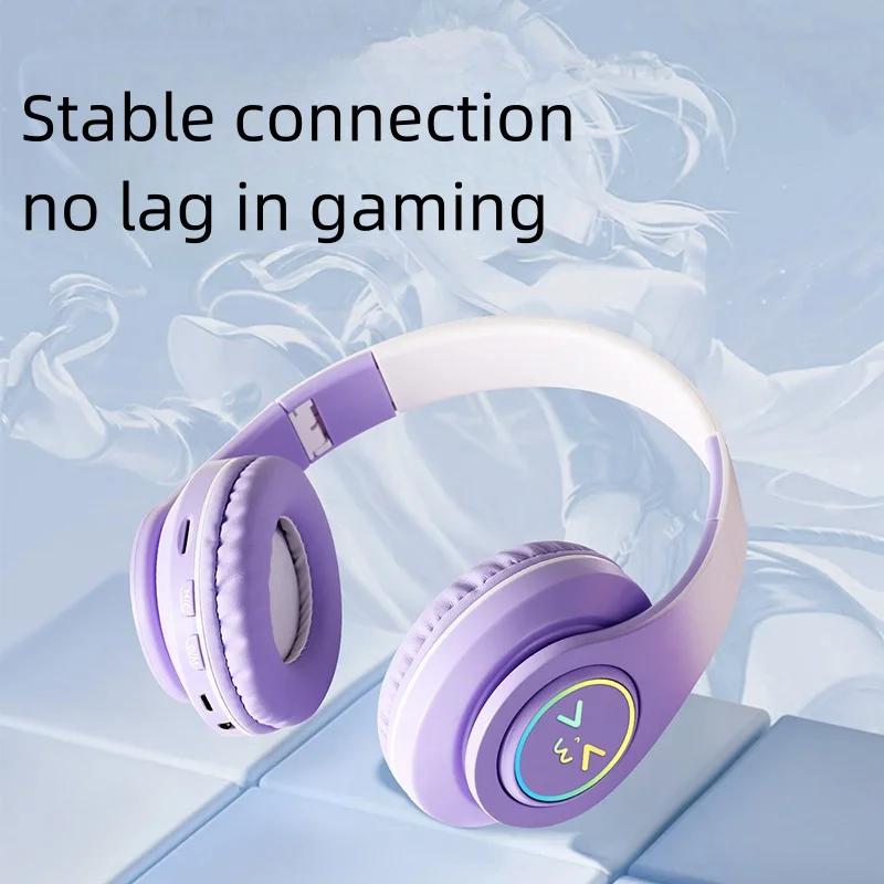 Фото 2619016 Беспроводные Bluetooth-наушники SONY для компьютера с RGB-подсветкой, светящимся смайликом, шумоподавлением, игровая гарнитура для геймеров, с усиленными басами, для спорта №4