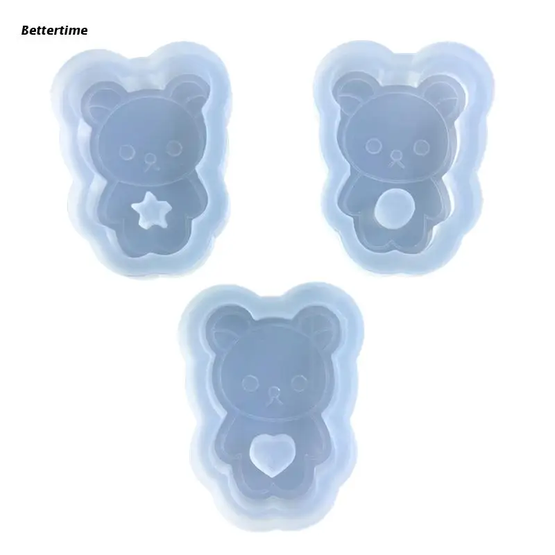 

B36D Shiny Geometry Star Heart Circle Bear Silicone Epoxy Resin Mold DIY Keychain