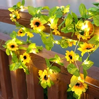 led warm light home solar powered sunflower lights fairy string lights garden decoration outdoor wall fence lamp