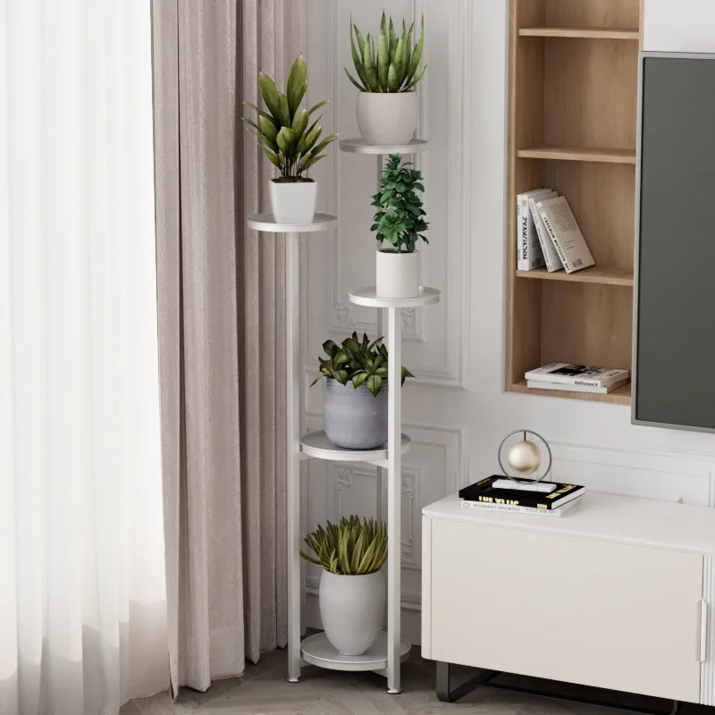 Золотые многоэтажные железные полки для растений пол-потолок балкона горшка