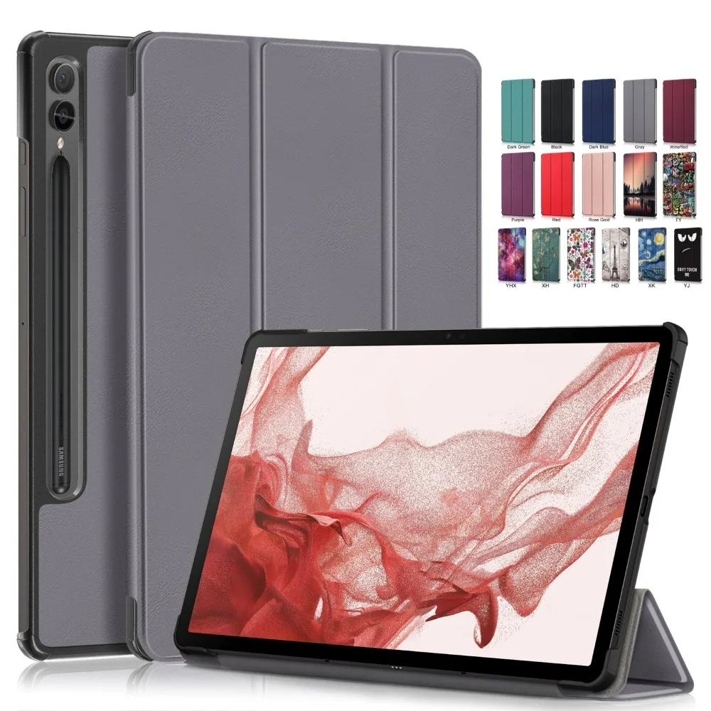 Фото Чехол для Samsung Galaxy Tab S7 Fe S8 Plus + 12,4 11 SM-T870 X700 X800 T970 T730, магнитный трехскладной кожаный смарт-чехол с подставкой №1