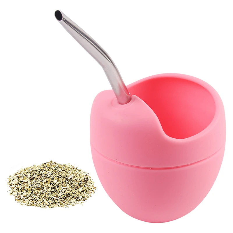

1pcs Silicone Bombillas Yerba Mate Cup Set Tea Cup 5oz With Yerba Bombilla Straw