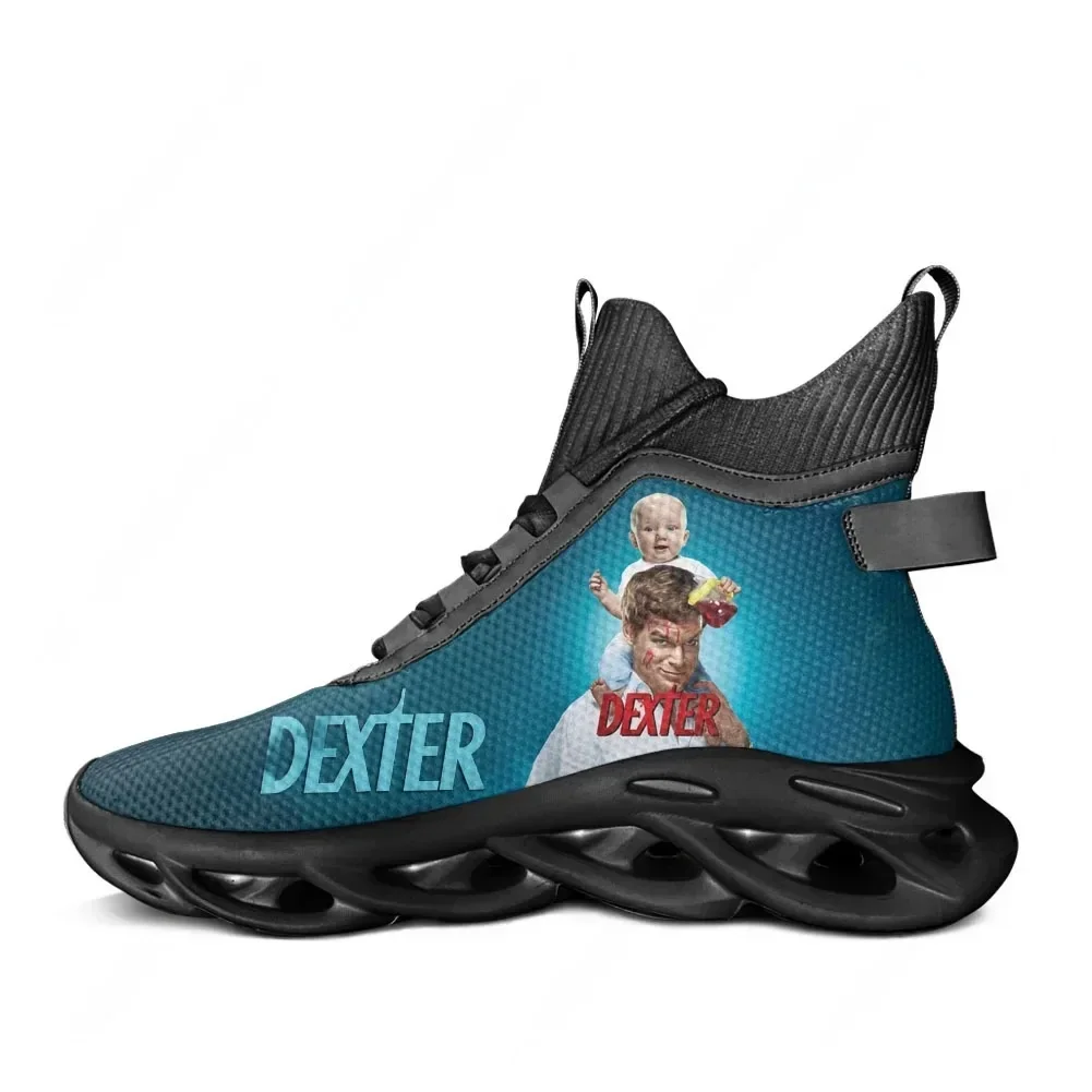 Фото Кроссовки Dexter High Top Flats Sneakers TV Show Morgan, мужские и женские спортивные кроссовки для бега, обувь на шнуровке из сетчатого материала, обувь на заказ №3