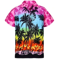 mens hawaiian shirt short sleeve coconut tree 3d printed summer loose shirt button up beach shirt holiday street eu size 5xl