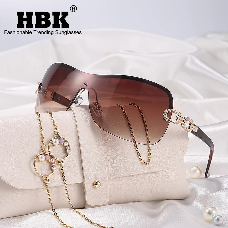 

HBK Italy Oversized Gradient Sunglasses Women Wrap Around Rhinestone Vintage Sun Glasses Ladies Wide Shield Designer Shades Y2K