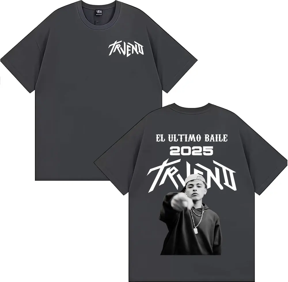 Фото Рэпер Trueno El Ultimo Balie 2025 World Tour Футболка Мужчины Женщины Harajuku Хип-Хоп Негабаритные футболки Повседневная удобная свободная футболка №3