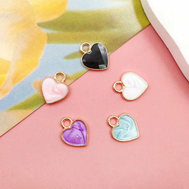 25pcs 9x12mm Peach Heart Charm Love Heart Shape Pendants for Jewelry Making Bracelet Diy Earrings Supplies Hand Made Accessories