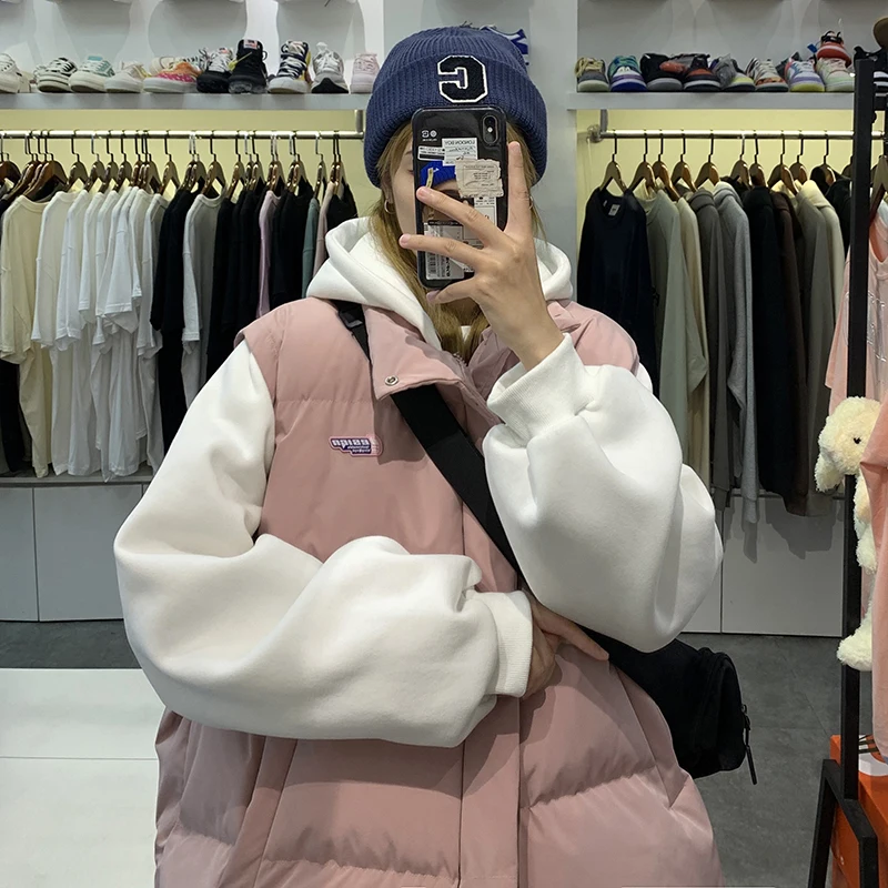 

Зимняя коллекция, простая однотонная уличная одежда с капюшоном, Женская куртка-бомбер для тренера, Толстая Теплая мужская куртка унисекс, ...