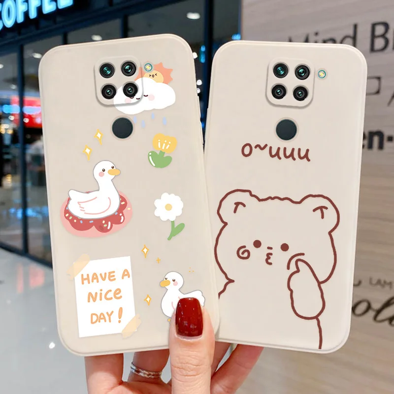 cute bear smile phone case for xiaomi redmi note 9 case for redmi 9 9t note 8 9 10 7 pro 9s 10s 11s poco x3 pro mi 11 lite cover free global shipping