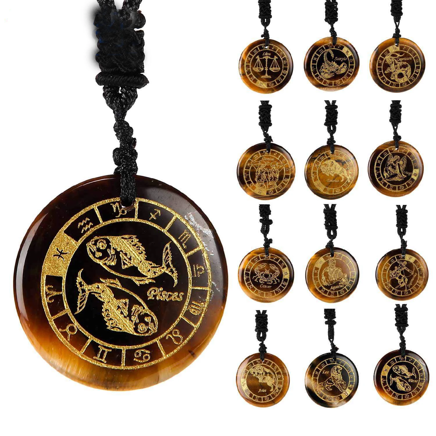 Цельная натуральная чакра полудрагоценный тигровый глаз камень с гравировкой